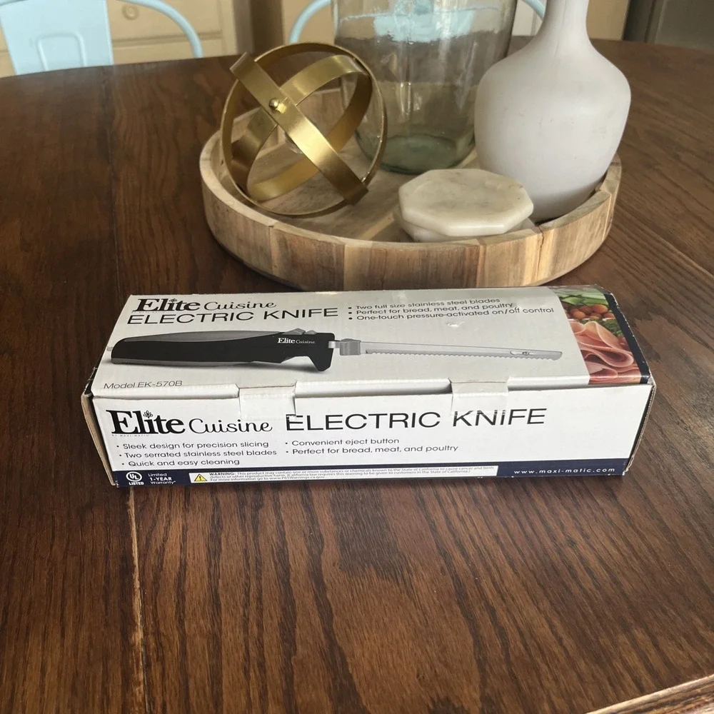 ELITE GOURMET- ELECTRIC KNIFE - STAINLESS STEEL SERRATED BLADES - MODEL EK-570B